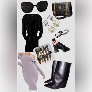 PrettyLittleThing Black and Gray Maxi Halter Dress UK size XL